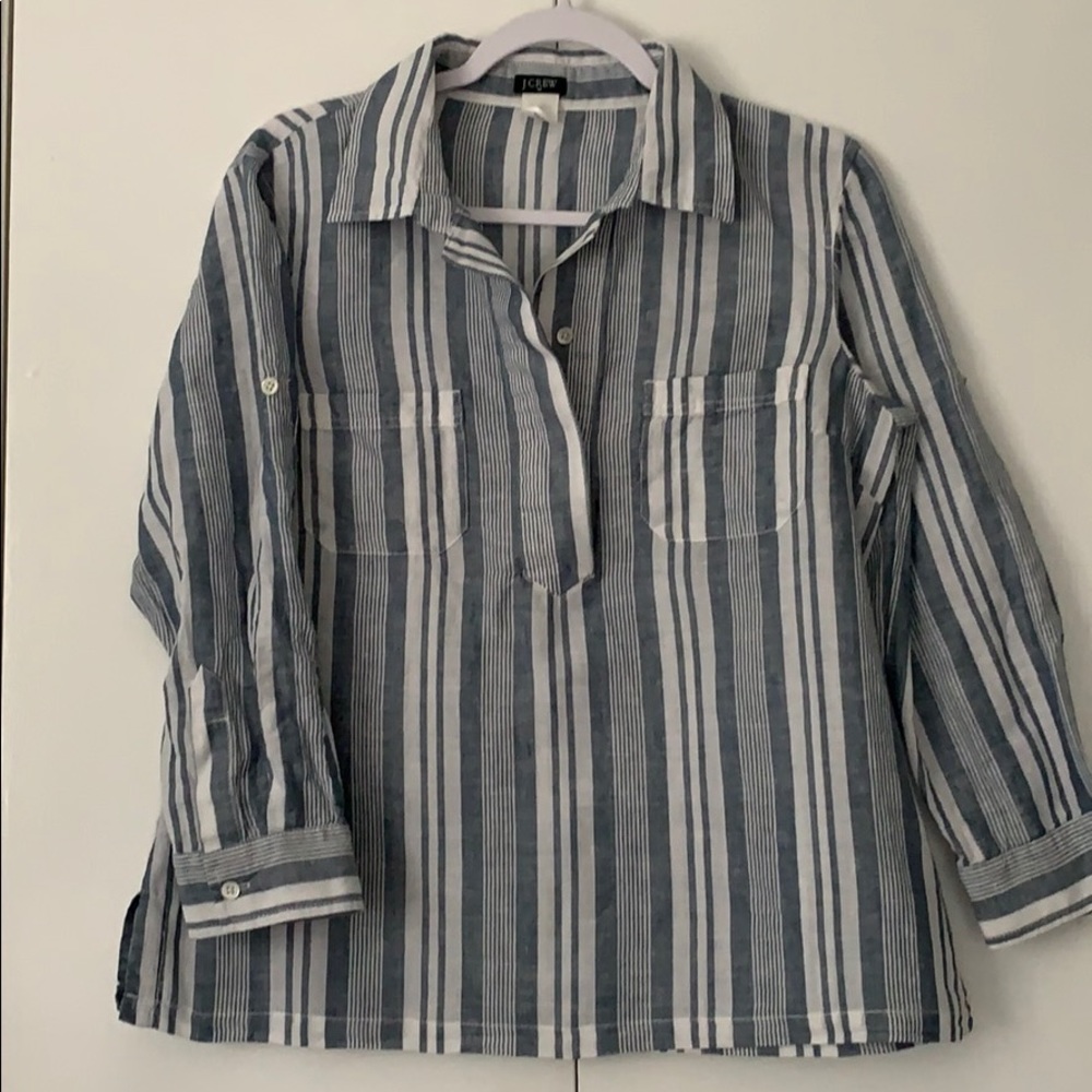 J Crew cotton linen top sz M